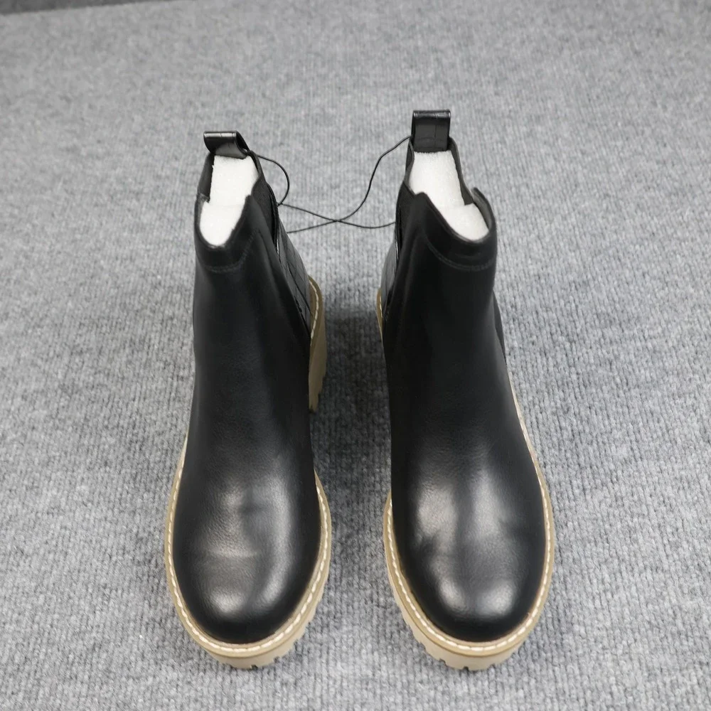 Dolce Vita Rancher Chelsea Boots Womens Size 7 Black Ankle Platform Lug‎ Sole